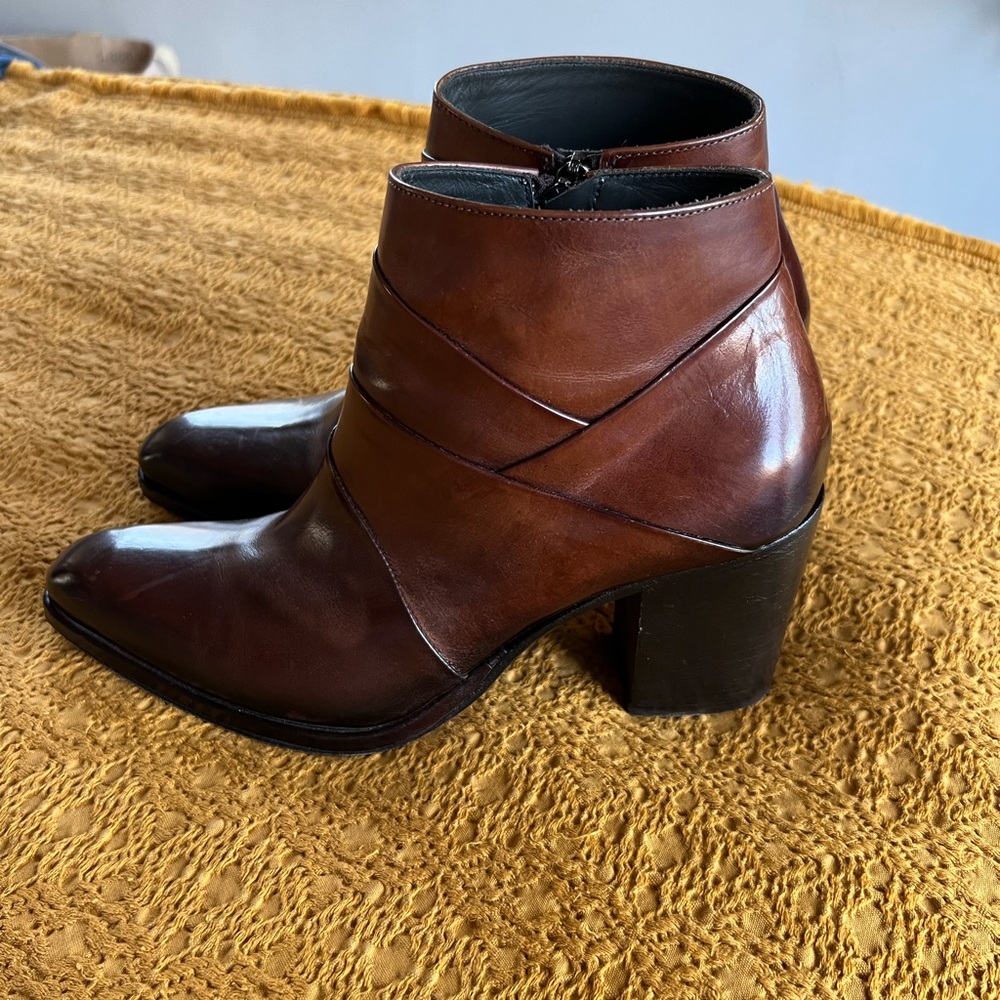 JoGhost Italian Brown Leather Ankle Boots